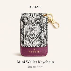Kedzie Snake Print Mini Wallet Keychain Card Holder Black White